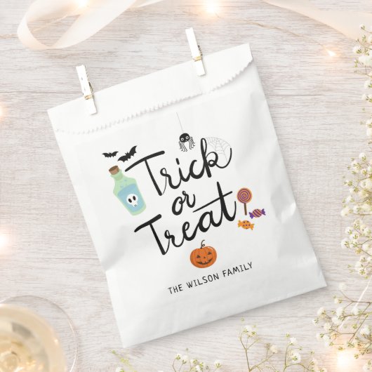 ハロウィーンキャンディをトリックまたは治療する フェイバーバッグ (クリップ留めされた状態)