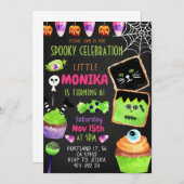 ハロウィーンキャンディクッキーズスポオックタキュラ子供の誕生日 招待状 (正面/裏面)