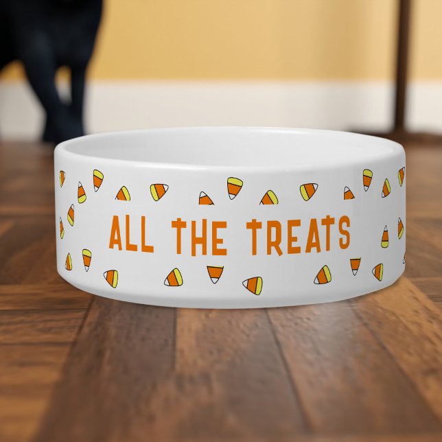 ハロウィーンキャンディコーンすべてのトリートペットドッグボウル ボウル (Let pets join in the Halloween fun with this candy candy pattern food bowl)