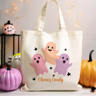ハロウィーンキャンディトリックまたはトリートガールパーソナライズされた トートバッグ