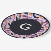 ハロウィーンキャンディトリートパープルモノグラム ペーパープレート (アングル)