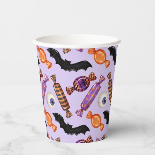 ハロウィーンキャンディトリートパープル 紙コップ (正面)
