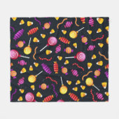 ハロウィーンキャンディパターン フリースブランケット (正面(横))