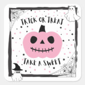 ハロウィーンキャンディピンクカボチャ甘いロットのバッグ スクエアシール (正面)