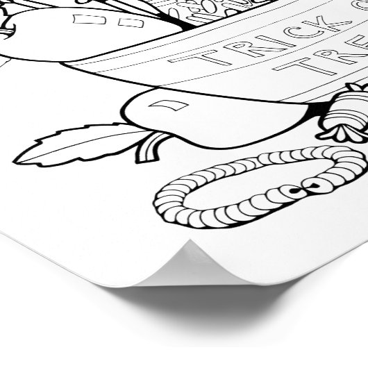 ハロウィーンキャンディボウルのシーンカラーリングページアート ポスター (角)