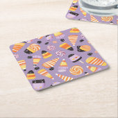 ハロウィーンキャンディーコーン スクエアペーパーコースター (アングル)