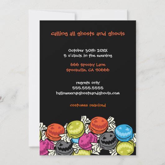 ハロウィーンキャンディーズハローウィンパーティ招待状 招待状 (裏面)