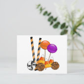 ハロウィーンキャンディートリックまたは治療棒つきキャンデーキャンディーコーン ポストカード (スタンド正面)