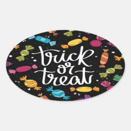 ハロウィーンキャンディートリックまたは治療 楕円形シール