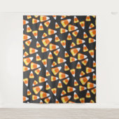 ハロウィーンキャンディーパターン、おもしろいキャンディーコーン菓子 タペストリー (正面)