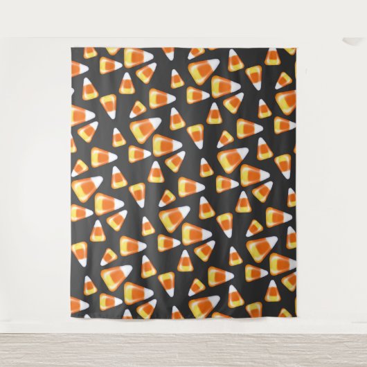 ハロウィーンキャンディーパターン、おもしろいキャンディーコーン菓子 タペストリー (正面)