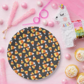 ハロウィーンキャンディーパターン、おもしろいキャンディーコーン菓子 ペーパープレート (パーティー)