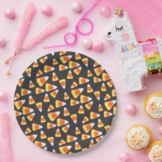 ハロウィーンキャンディーパターン、おもしろいキャンディーコーン菓子 ペーパープレート (パーティー)