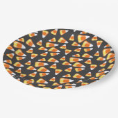 ハロウィーンキャンディーパターン、おもしろいキャンディーコーン菓子 ペーパープレート (アングル)