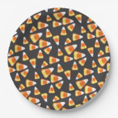 ハロウィーンキャンディーパターン、おもしろいキャンディーコーン菓子 ペーパープレート (正面)