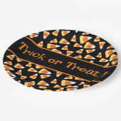 ハロウィーンキャンディーパターン、おもしろいキャンディーコーン菓子 ペーパープレート (アングル)