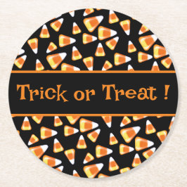 ハロウィーンキャンディーパターン、おもしろいキャンディーコーン菓子 ラウンドペーパーコースター
