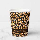 ハロウィーンキャンディーパターン、おもしろいキャンディーコーン菓子 紙コップ (正面)