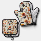 ハロウィーンキャンディー 鍋つかみ&鍋敷きセット (正面/裏面)