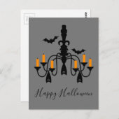 ハロウィーンキャンドルとこうもりシャンデリア ポストカード (正面/裏面)
