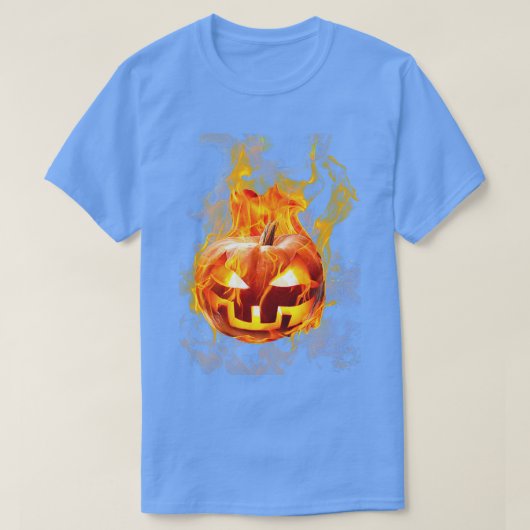 ハロウィーンキャンドルホルダースリムフィットHoror Fear and Ha Tシャツ (デザイン正面)
