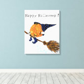 ハロウィーンキャンバスプリントウィッチパンプキ飛んでいるン キャンバスプリント (インサイチュ (ウッドフロア))