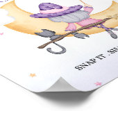 ハロウィーンキュートウィッチ誕生日ゲストブックサイン ポスター (角)