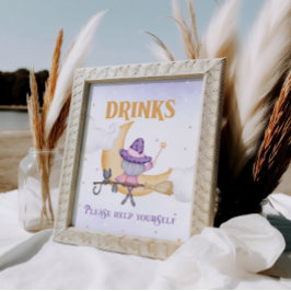 ハロウィーンキュートウィッチ誕生日ドリンクバー看板 ポスター