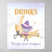 ハロウィーンキュートウィッチ誕生日ドリンクバー看板 ポスター (正面)