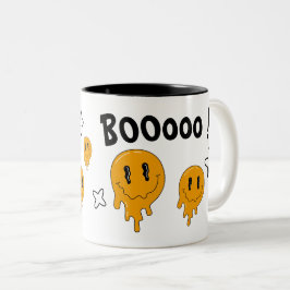 ハロウィーンキュートオレンジ幽霊☜カスタム ツートーンマグカップ