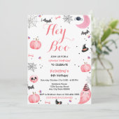 ハロウィーンキュートピンク幽霊誕生日スポオクタキュラー 招待状 (スタンド正面)