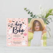 ハロウィーンキュートピンク幽霊誕生日スポオクタキュラー 招待状 (スタンド正面)