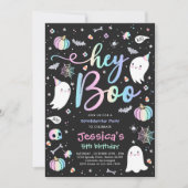ハロウィーンキュートピンク幽霊誕生日スポオクタキュラー 招待状 (正面)