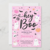 ハロウィーンキュートピンク幽霊誕生日スポオクタキュラー 招待状 (正面)