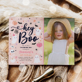 ハロウィーンキュートピンク幽霊誕生日スポオクタキュラー 招待状