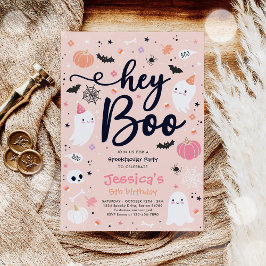 ハロウィーンキュートピンク幽霊誕生日スポオクタキュラー 招待状