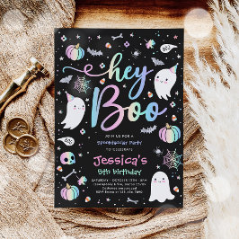 ハロウィーンキュートピンク幽霊誕生日スポオクタキュラー 招待状