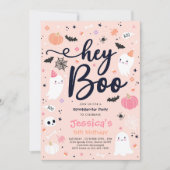 ハロウィーンキュートピンク幽霊誕生日スポオクタキュラー 招待状 (正面)