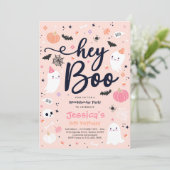 ハロウィーンキュートピンク幽霊誕生日スポオクタキュラー 招待状 (スタンド正面)