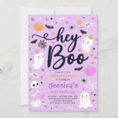 ハロウィーンキュートピンク幽霊誕生日スポオクタキュラー 招待状 (正面)