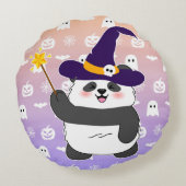 ハロウィーンキュートベビーパンダウィッチ魔法ワンド ラウンドクッション (裏面)
