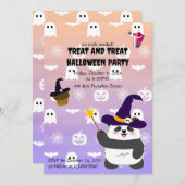 ハロウィーンキュートベビーパンダウィッチ魔法ワンド 招待状 (正面/裏面)