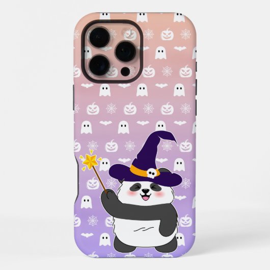 ハロウィーンキュートベビーパンダウィッチ魔法ワンド iPhoneケース (裏面)