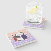 ハロウィーンキュートベビーパンダドラキュラヴァンパイア ストーンコースター (横)