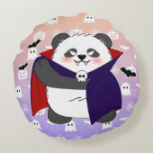 ハロウィーンキュートベビーパンダドラキュラヴァンパイア ラウンドクッション (裏面)