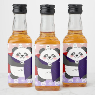 ハロウィーンキュートベビーパンダドラキュラヴァンパイア リキュールボトルラベル