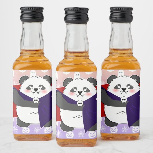 ハロウィーンキュートベビーパンダドラキュラヴァンパイア リキュールボトルラベル (ボトル)