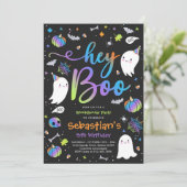 ハロウィーンキュートボーイ幽霊誕生日スポオクタキュラー 招待状 (スタンド正面)