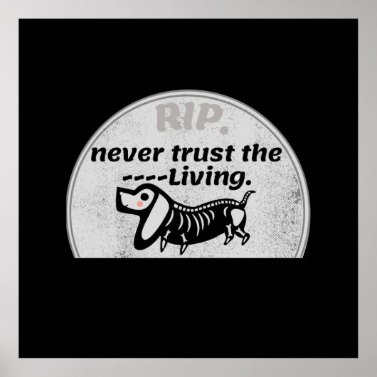 ハロウィーンキュート墓地スケルトンドッグ引用文 ポスター (正面)