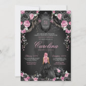 ハロウィーンキンセアニラブラックピンクゴシックプリンセス 招待状 (正面)